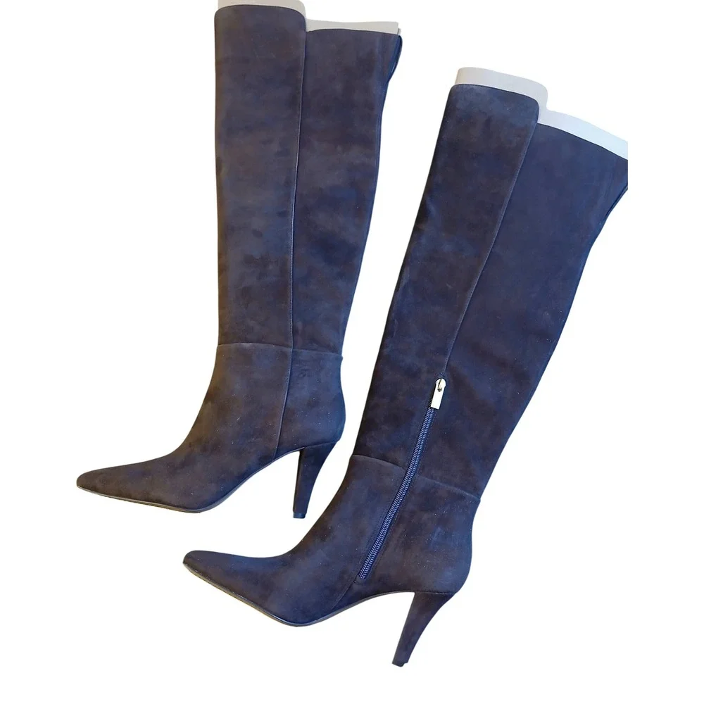Vince Camuto Sabella Brown Suede Over The Knee Boots Pointed Toe Stiletto 8M
